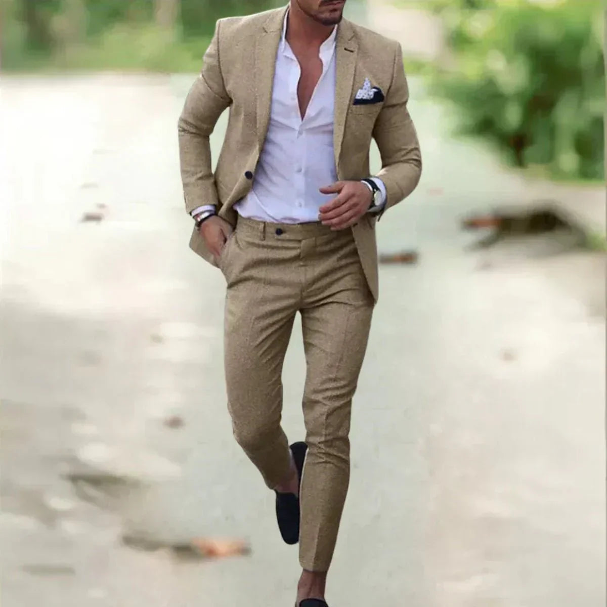 Benjamin | Refined Tailored Three-Piece Suit — Kaki — Alfa Empire, view 6
