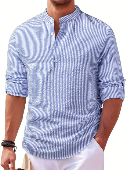 Bennett | Classic Stripe Casual Shirt — Blue — Alfa Empire, view 1