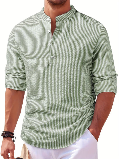 Bennett | Classic Stripe Casual Shirt — Green — Alfa Empire, view 2