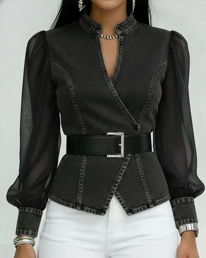 Bernadette | Belted Statement Top — Black — Alfa Empire, view 5