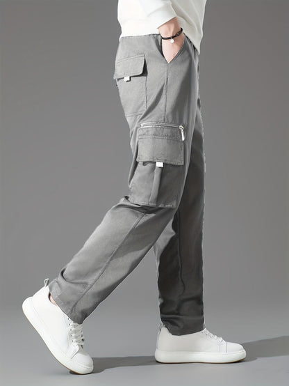 Blake | Retro Style Thickened Loose Cargo Pants — Grey — Alfa Empire, view 2