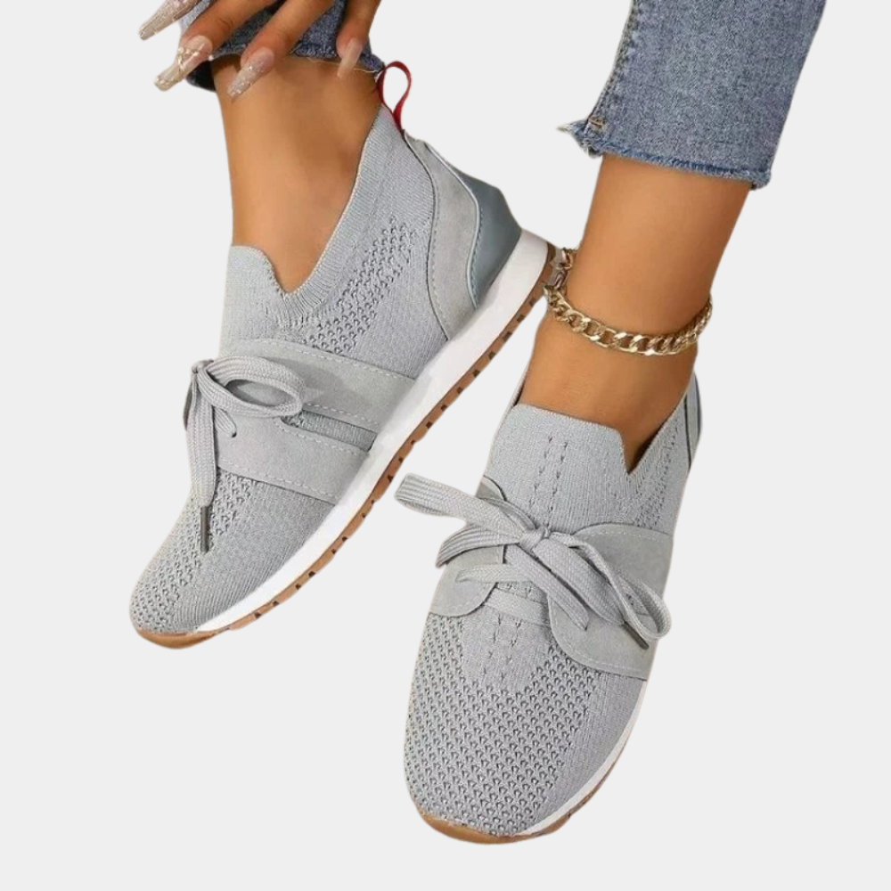 Bonnie | Orthopedic Comfortable Lace Sneakers — Gray — Alfa Empire, view 1