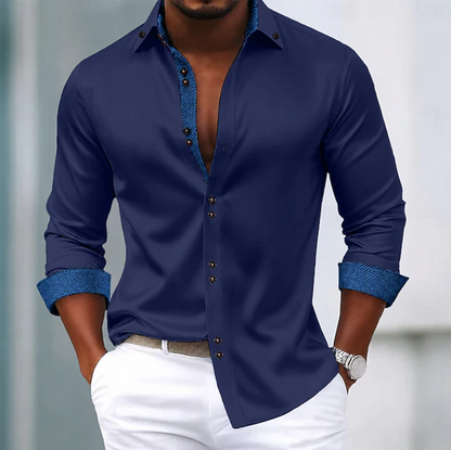 Brodie | Classic Collar Everyday Shirt — Navy Blue — Alfa Empire, view 2