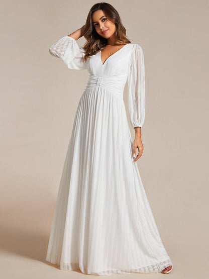 Sequin Long Lantern Sleeves Maxi Wedding Guest Dress