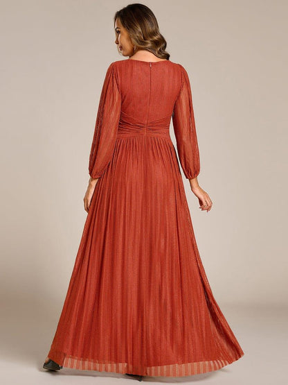 Sequin Long Lantern Sleeves Maxi Wedding Guest Dress