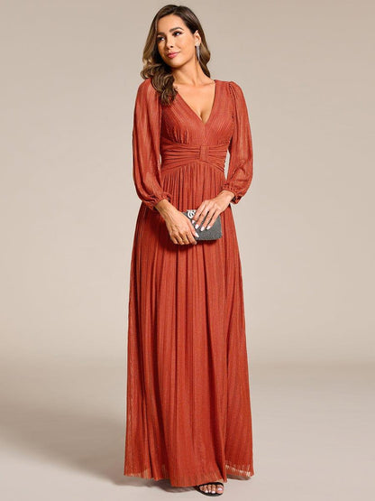 Sequin Long Lantern Sleeves Maxi Wedding Guest Dress