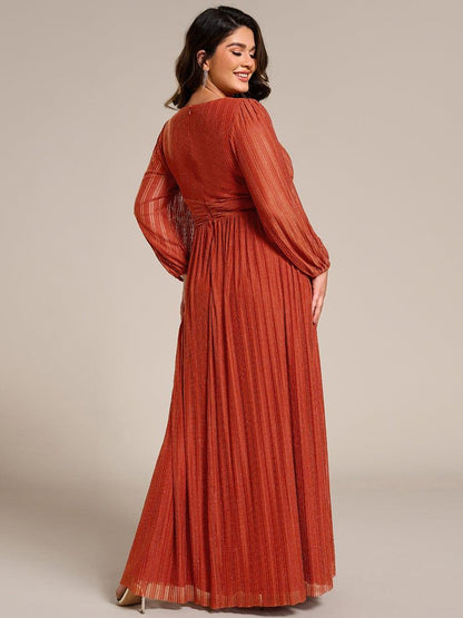 Sequin Long Lantern Sleeves Maxi Wedding Guest Dress