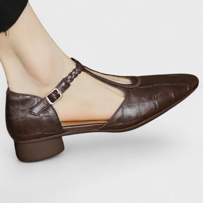 Caitlin | Classic Braided T-Bar Block Heel Shoes — Alfa Empire, view 4