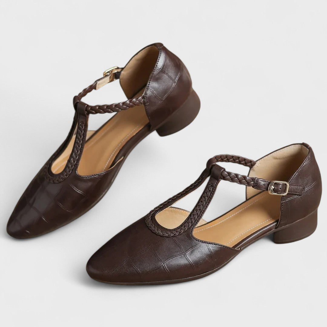 Caitlin | Classic Braided T-Bar Block Heel Shoes — Alfa Empire, view 5