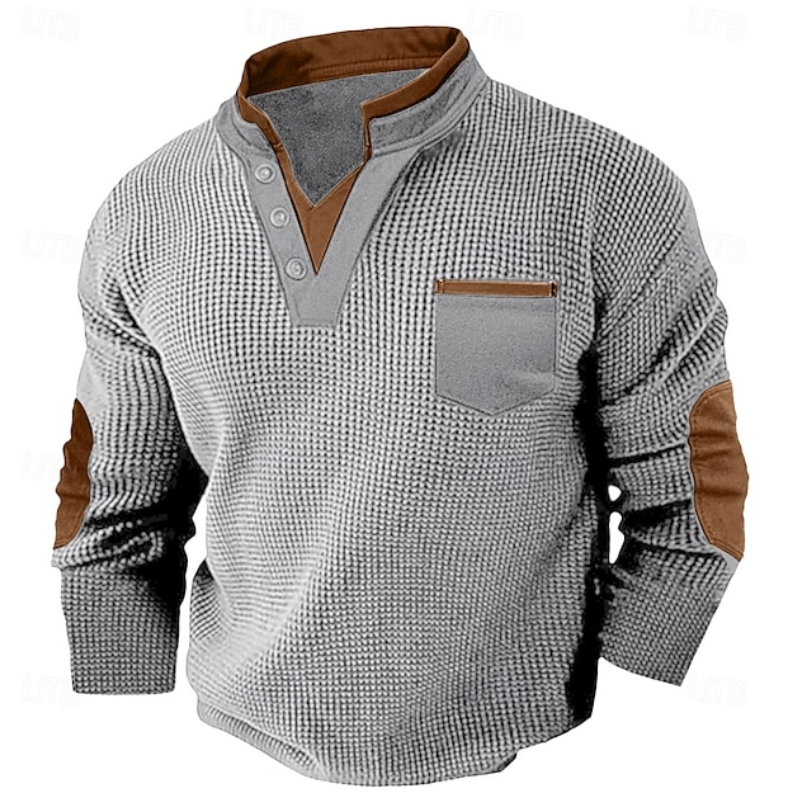 Calder | Casual Textured Pocket Sweater — Grey — Alfa Empire, view 1