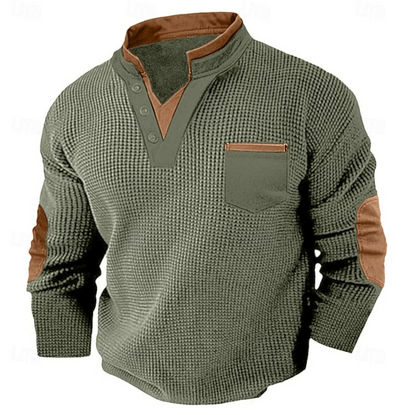 Calder | Casual Textured Pocket Sweater — Green — Alfa Empire, view 3