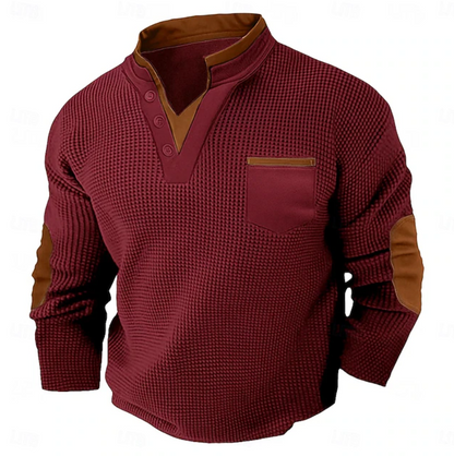 Calder | Casual Textured Pocket Sweater — Red — Alfa Empire, view 6