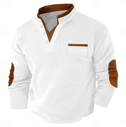 Calder | Casual Textured Pocket Sweater — White — Alfa Empire, view 7