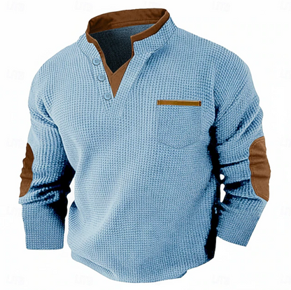 Calder | Casual Textured Pocket Sweater — Blue — Alfa Empire, view 8