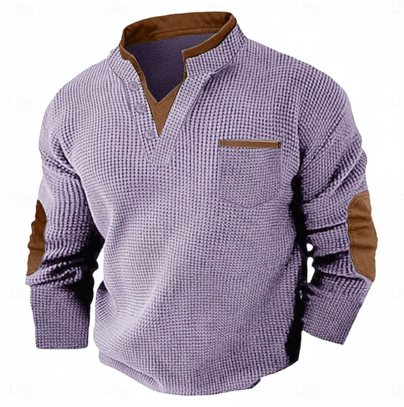Calder | Casual Textured Pocket Sweater — Purple — Alfa Empire, view 9