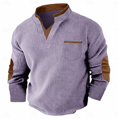 Calder | Casual Textured Pocket Sweater — Purple — Alfa Empire, view 9