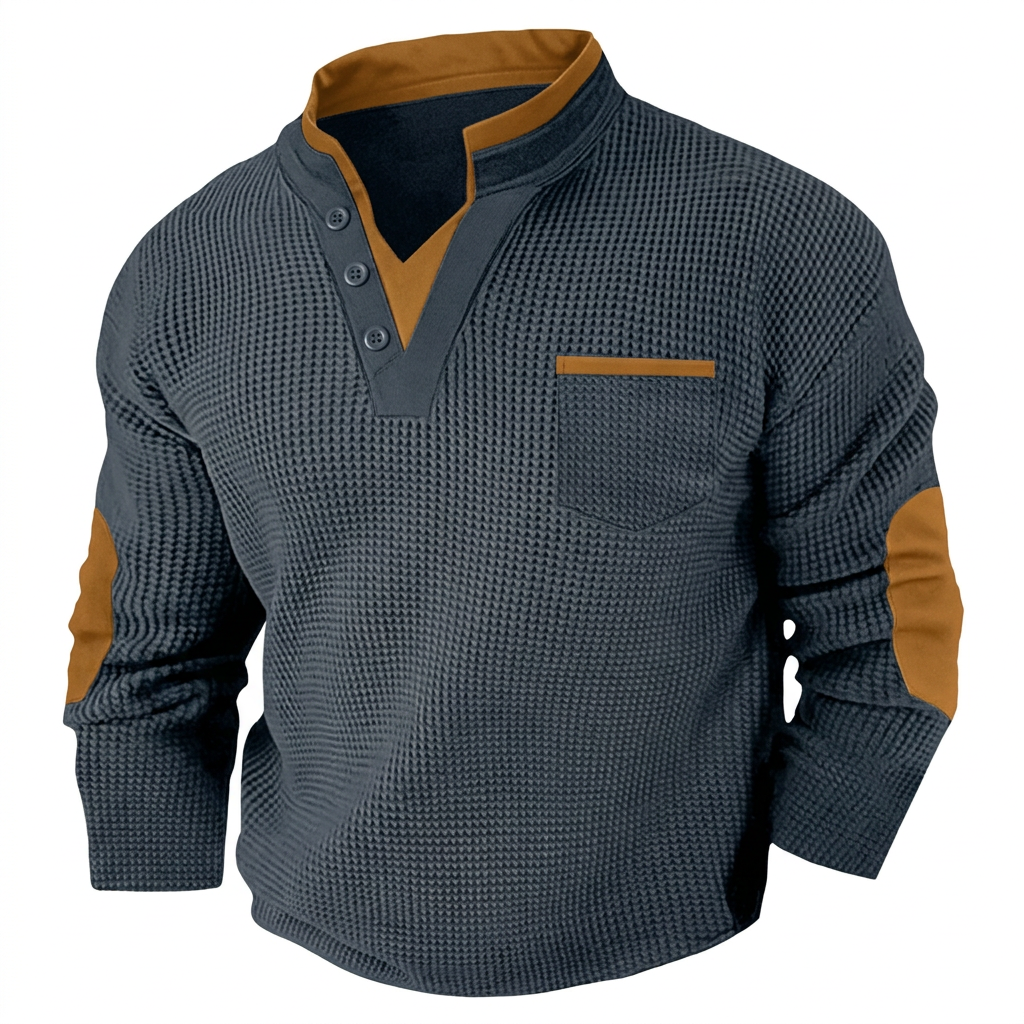 Calder | Casual Textured Pocket Sweater — Charcoal Gray — Alfa Empire, view 10