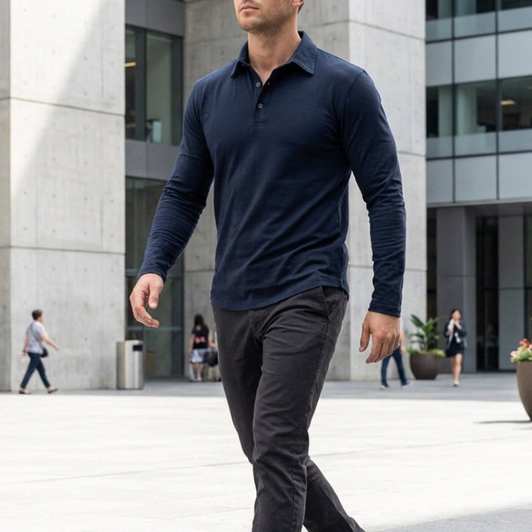 Callan | Casual Long Sleeve Collared Polo — Alfa Empire, view 2