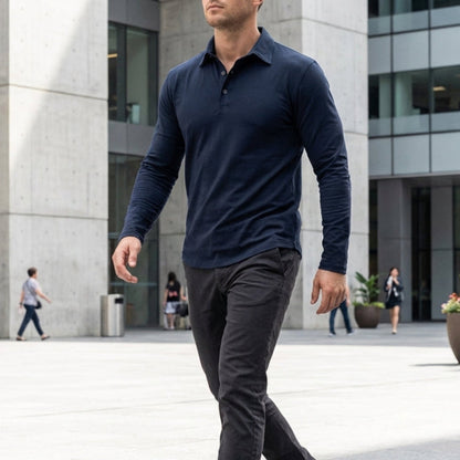 Callan | Casual Long Sleeve Collared Polo — Alfa Empire, view 2