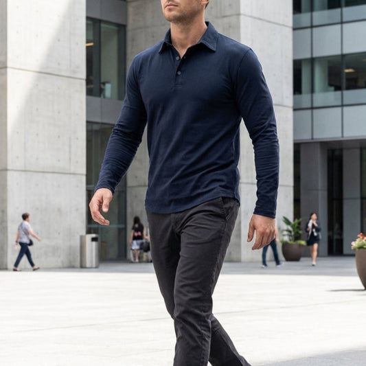 Callan | Casual Long Sleeve Collared Polo — Alfa Empire, view 2