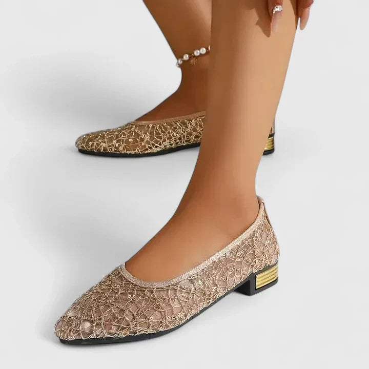 Camille | Textured Metallic Ballet Flats — Alfa Empire, view 2