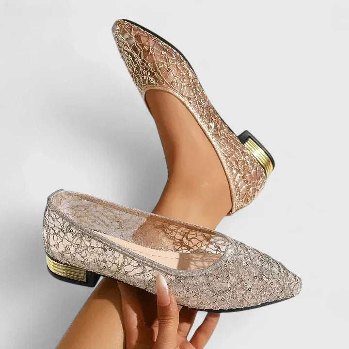Camille | Textured Metallic Ballet Flats — Alfa Empire, view 5