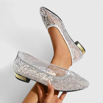 Camille | Textured Metallic Ballet Flats — Alfa Empire, view 6
