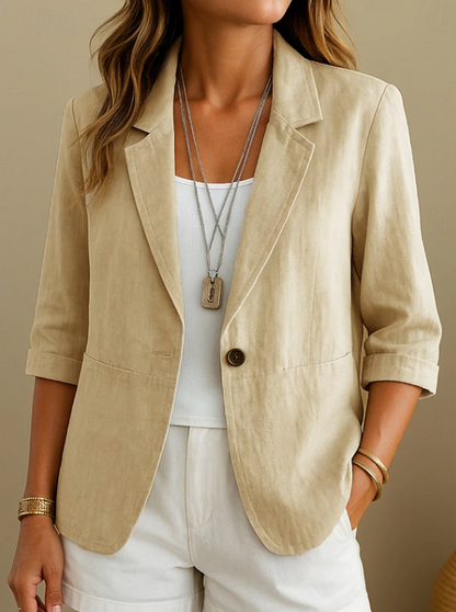 Camille | Refined Tailored Everyday Blazer — Beige — Alfa Empire, view 2