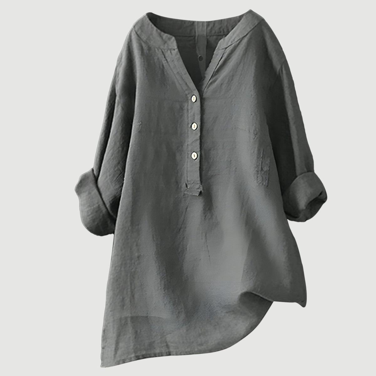 Cassia | Refined V-Neck Button-Down Shirt — Alfa Empire, view 8