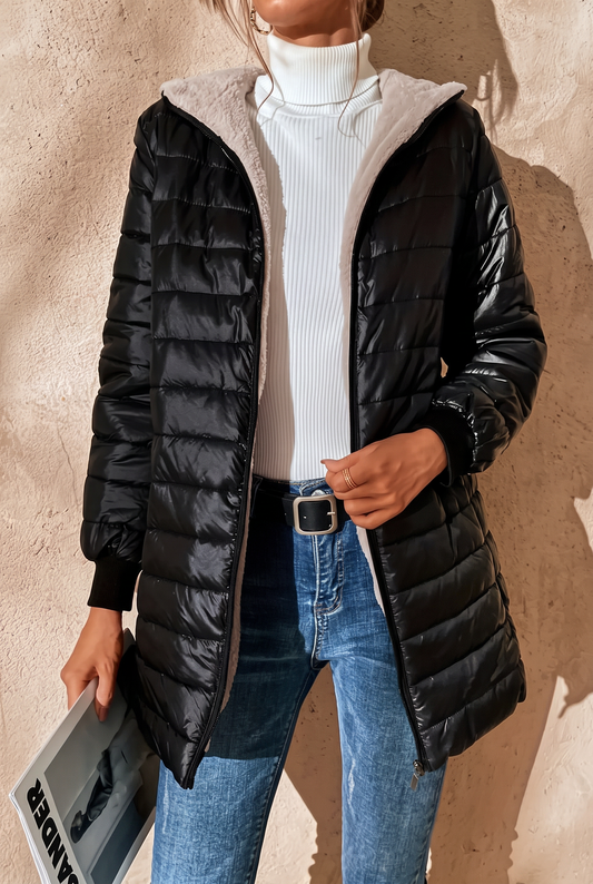 Catriona | Lightweight Quilted Spring Jacket — Black — Alfa Empire, view 2