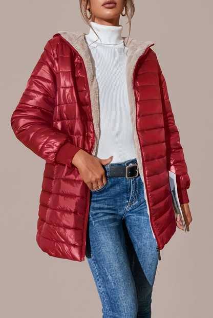 Catriona | Lightweight Quilted Spring Jacket — Burgundy — Alfa Empire, view 4