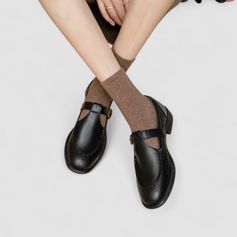 Cecelia | Classic Chunky Mary Jane Strap Shoes — Black — Alfa Empire, view 3