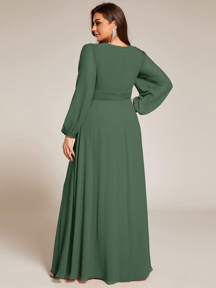 Plus Size Chiffon See-Through Puff Sleeve Mother Dress