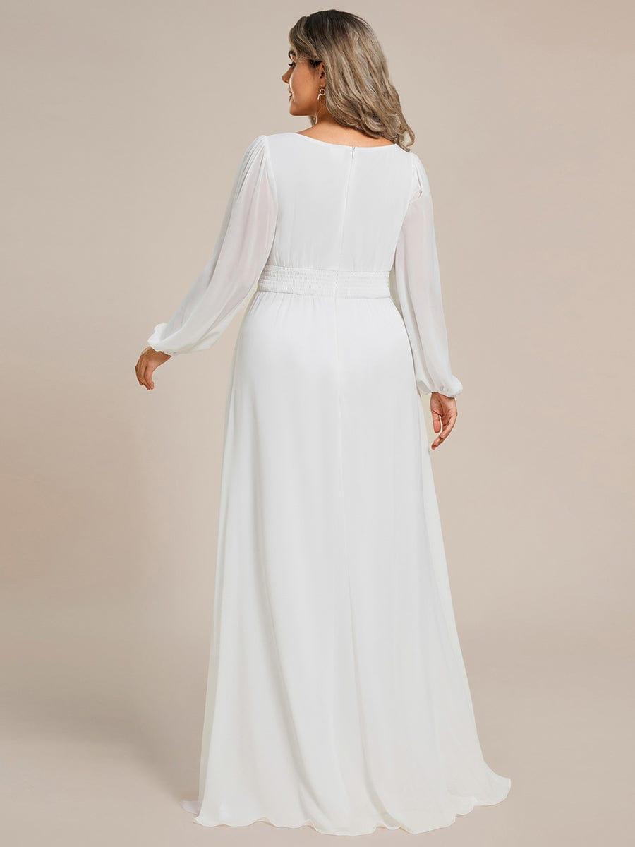 Plus Size Chiffon See-Through Puff Sleeve Mother Dress