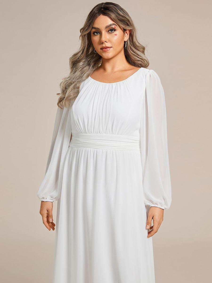 Plus Size Chiffon See-Through Puff Sleeve Mother Dress