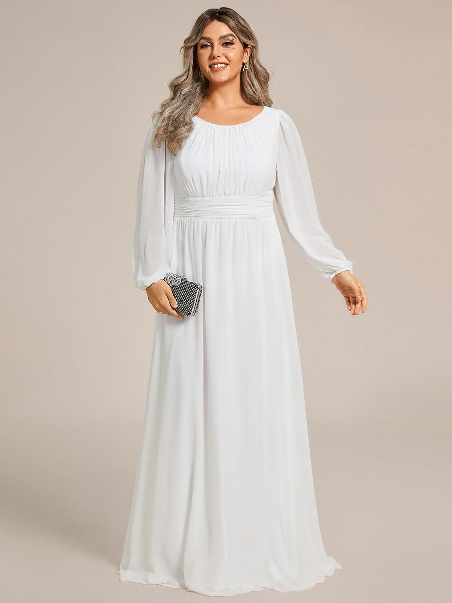Plus Size Chiffon See-Through Puff Sleeve Mother Dress