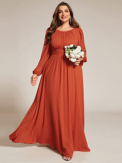 Plus Size Chiffon See-Through Puff Sleeve Mother Dress