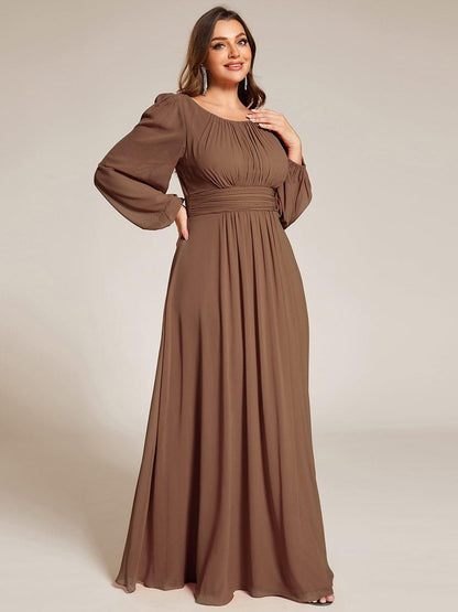 Plus Size Chiffon See-Through Puff Sleeve Mother Dress