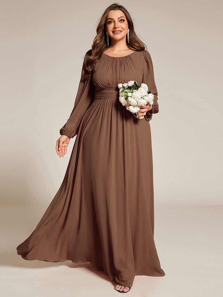 Plus Size Chiffon See-Through Puff Sleeve Mother Dress