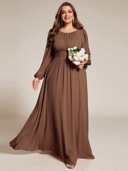 Plus Size Chiffon See-Through Puff Sleeve Mother Dress