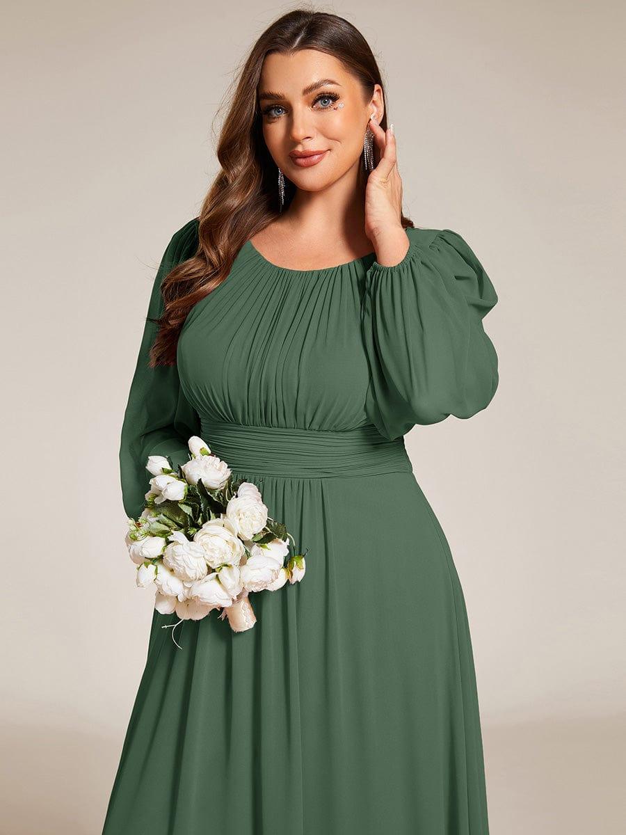 Plus Size Chiffon See-Through Puff Sleeve Mother Dress