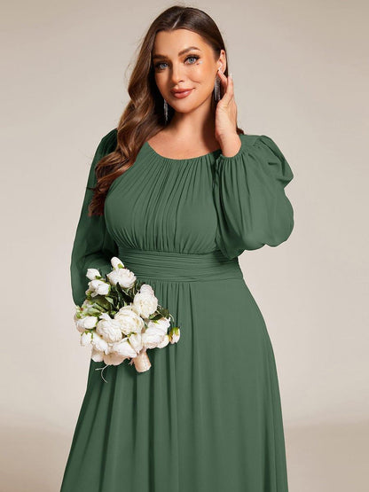 Plus Size Chiffon See-Through Puff Sleeve Mother Dress