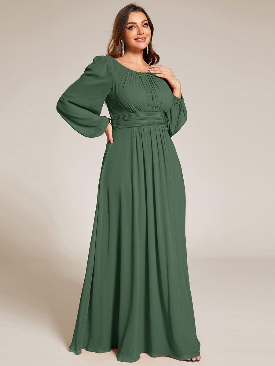 Plus Size Chiffon See-Through Puff Sleeve Mother Dress