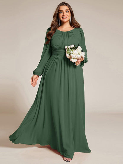 Plus Size Chiffon See-Through Puff Sleeve Mother Dress