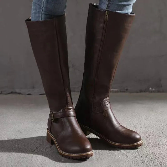 Celestine | Orthopedic Leather Boots — Dark Brown — Alfa Empire, view 2