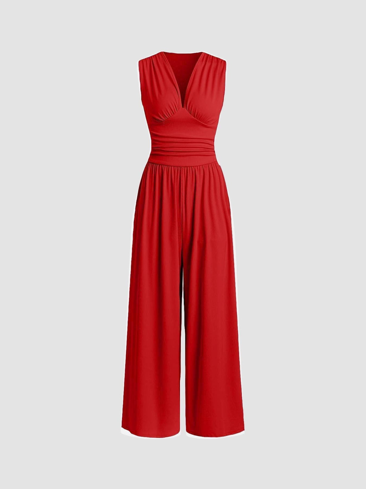 Celestine | Chic Sleeveless Wide-Leg Jumpsuit — Red — Alfa Empire, view 1