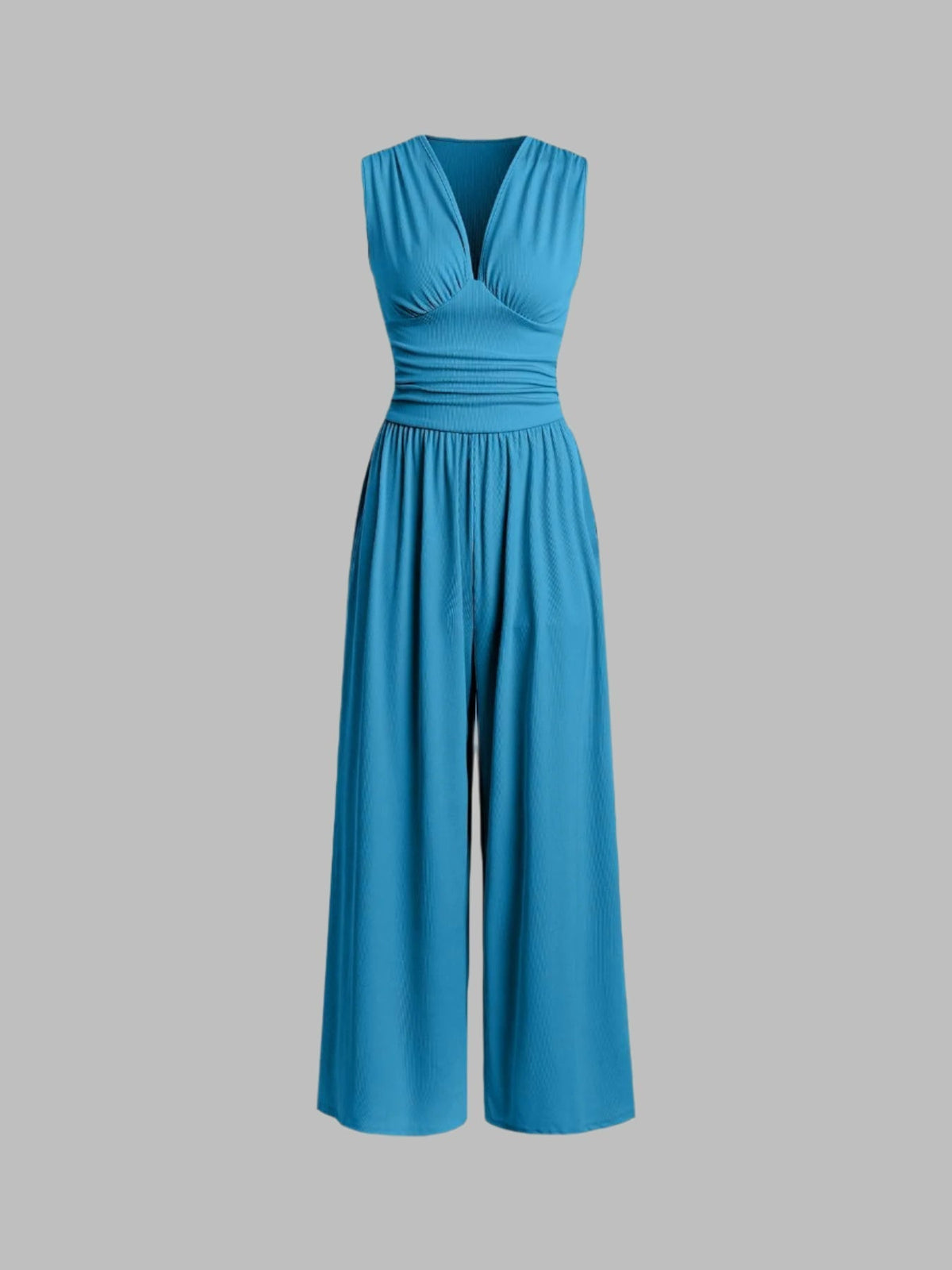 Celestine | Chic Sleeveless Wide-Leg Jumpsuit — Blue — Alfa Empire, view 7