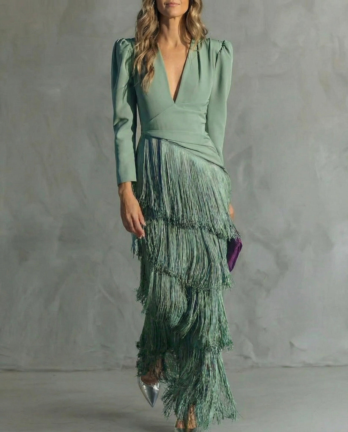 Celina | Flowy V-Neck Long Sleeve Dress — Alfa Empire, view 5