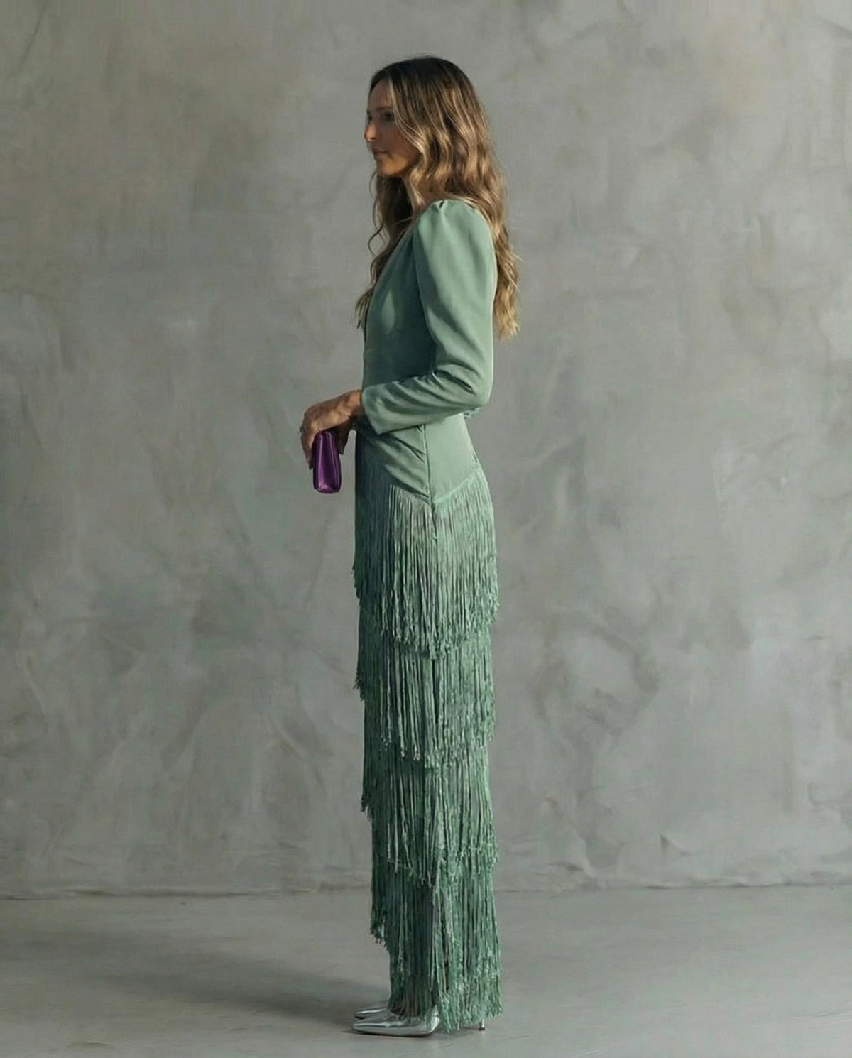 Celina | Flowy V-Neck Long Sleeve Dress — Alfa Empire, view 6