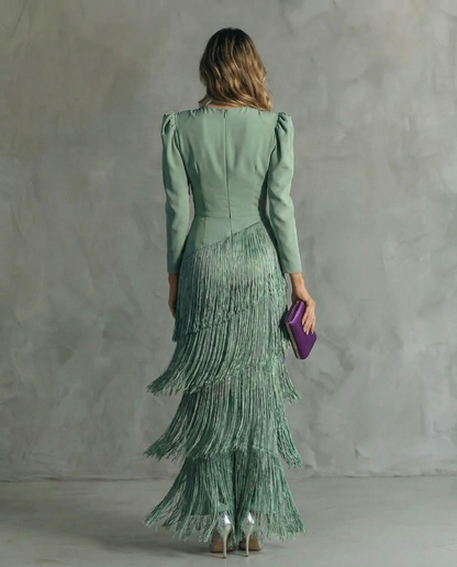 Celina | Flowy V-Neck Long Sleeve Dress — Alfa Empire, view 7